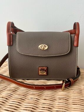 Dooney & Bourke Pebbled Leather Crossbody Taupe Brown Trim NWT